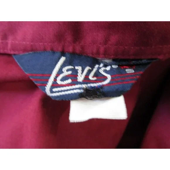 Vintage 70s Levis Pearl Snap Womans S Western Cowboy Rodeo Shirt Maroon White - Picture 3 of 16